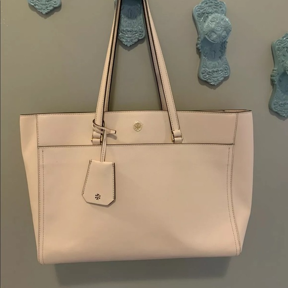 TORY BURCH Robinson Large Zip Tote ~ Pale Apricot - Picture 1 of 8